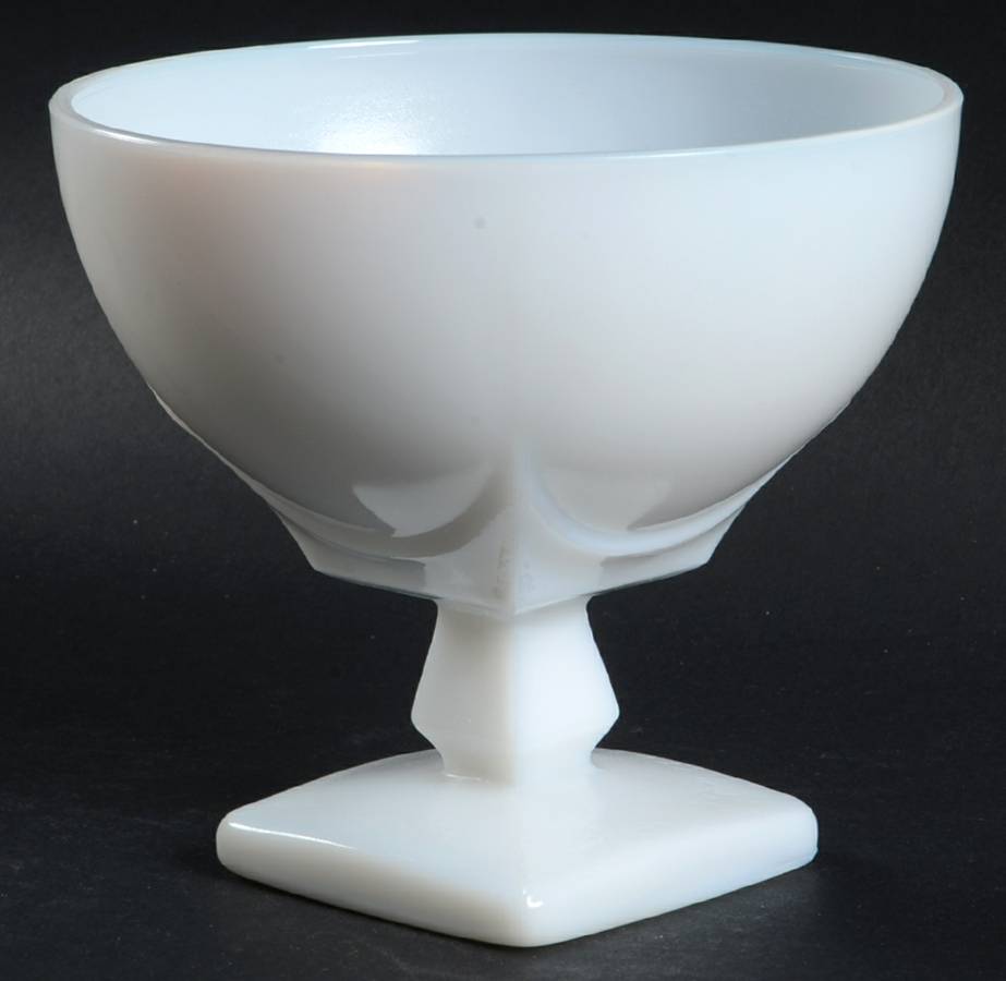Pebbletone Milkglass Round Compote (Height X Width) by Hazel-Atlas-1