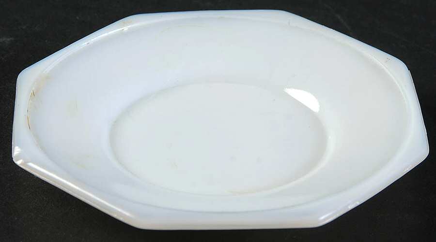 Octagonal White Saucer for Child's Cup by Akro Agate-1