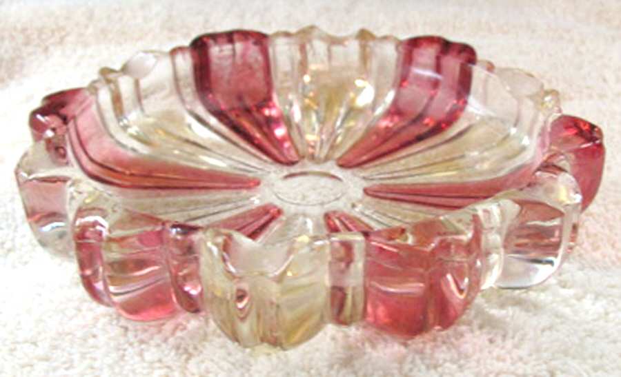Fluted Round Ruby Flash 5" Round Ashtray by Hazel-Atlas-1