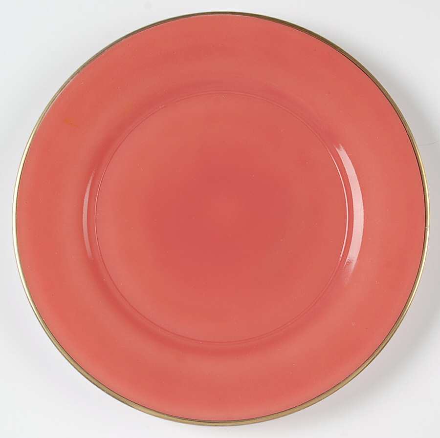 Ovide Coral (Gold Trim) Luncheon Plate by Hazel-Atlas-1