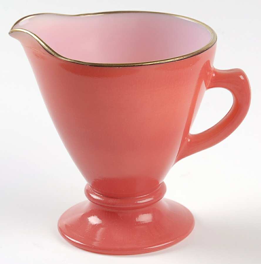 Ovide Coral (Gold Trim) Creamer by Hazel-Atlas-1