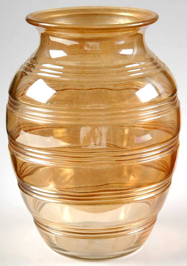 Banded Rings Marigold 8" Flower Vase by Anchor Hocking-1