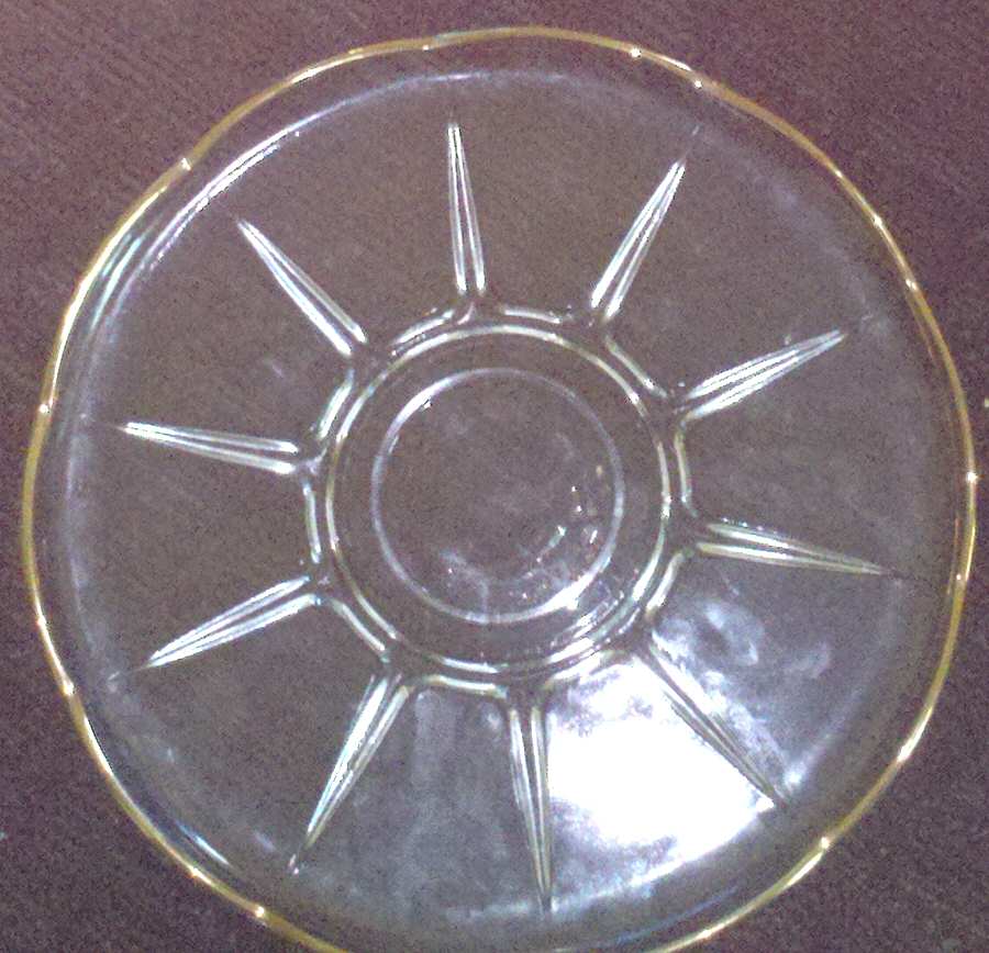 Swedish Modern Gold Trim Tray for Chip & Dip Set by Anchor Hocking-1