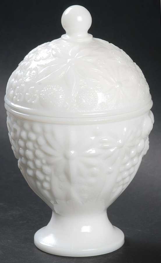 AVC3 Milkglass Footed Candy Dish & Lid by Avon-1