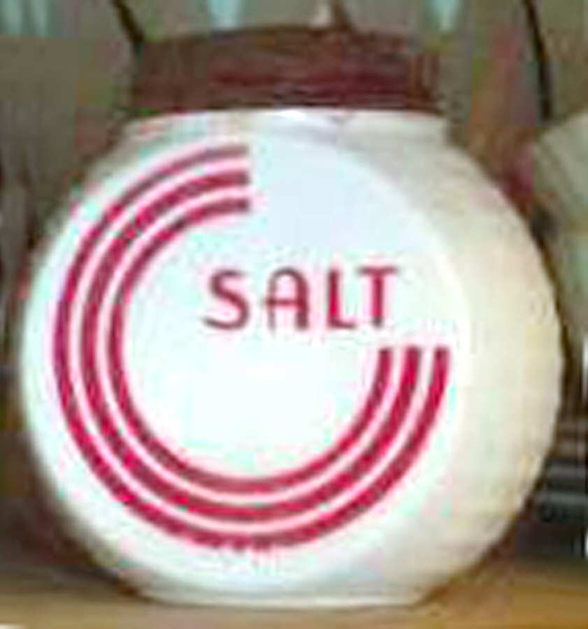 Red Circle Salt Shaker & Lid by Anchor Hocking-1