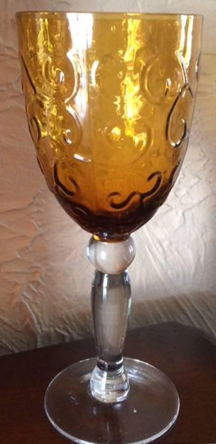 Amber Scroll Water Goblet by Antonio-Garcia Glass-1