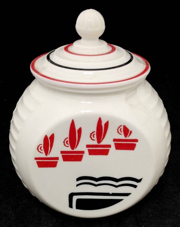 Red Flower Pots Drip Jar & Lid by Anchor Hocking-1