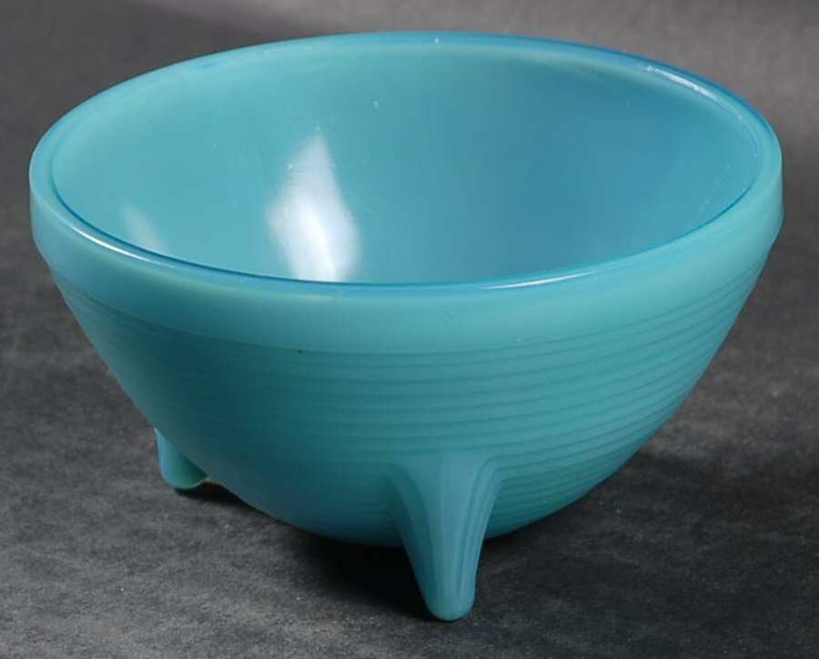 Concentric Ring Blue (Opaque) Round Puff Box No Lid by Akro Agate-1