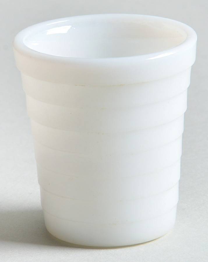 Stacked Disc White Child's Tumbler by Akro Agate-1