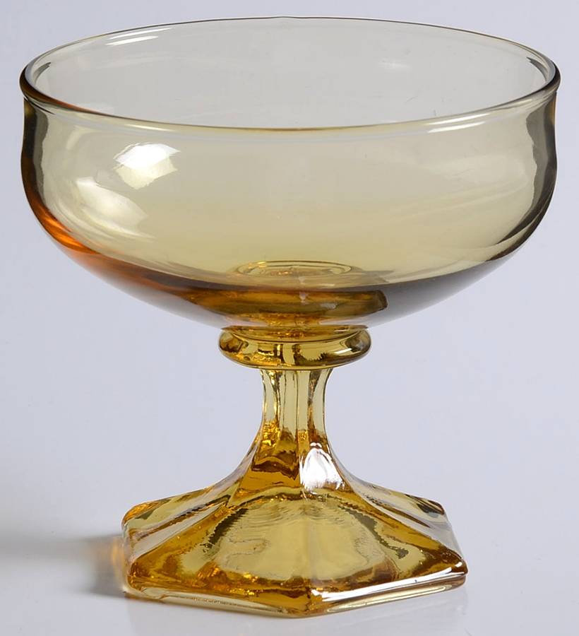 Flair Gold (Honey) (Multi Side Foot) Champagne/Tall Sherbet by Anchor Hocking-1