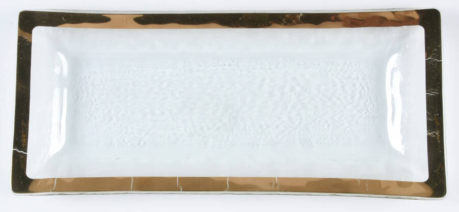 Edgey Gold 13" Rectangular Sandwich Tray by Annieglass-1