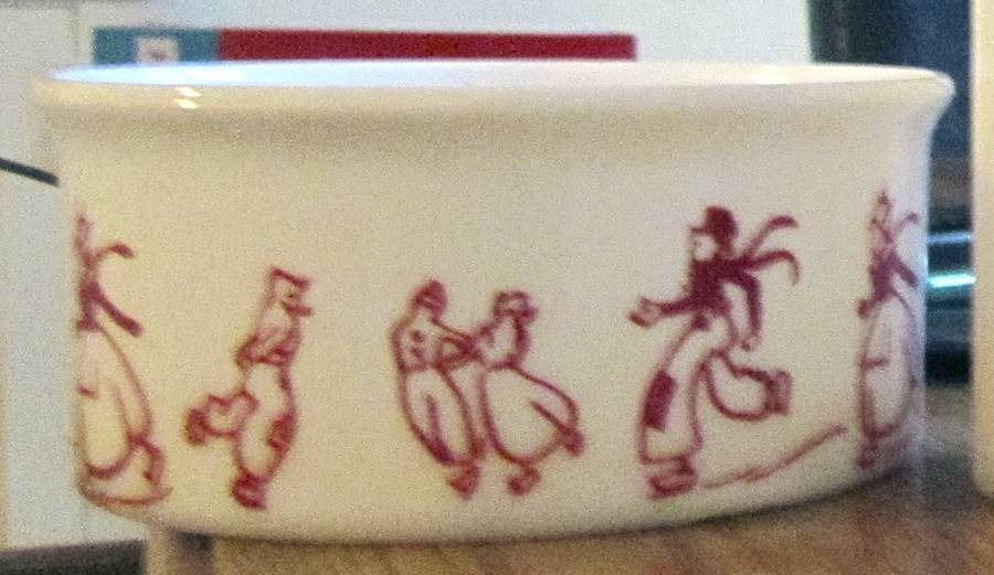 Dutch Skaters Red Round Bowl by Hazel-Atlas-1