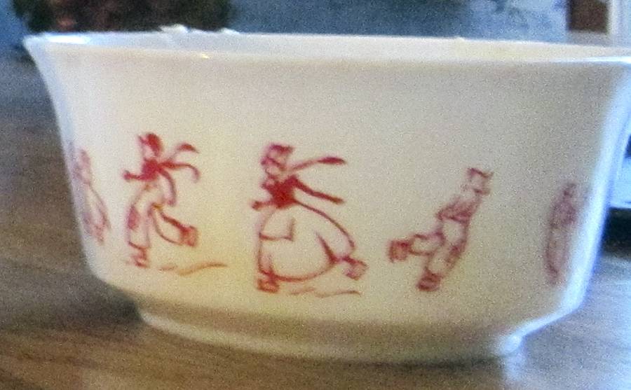 Dutch Skaters Red Cereal Bowl by Hazel-Atlas-1