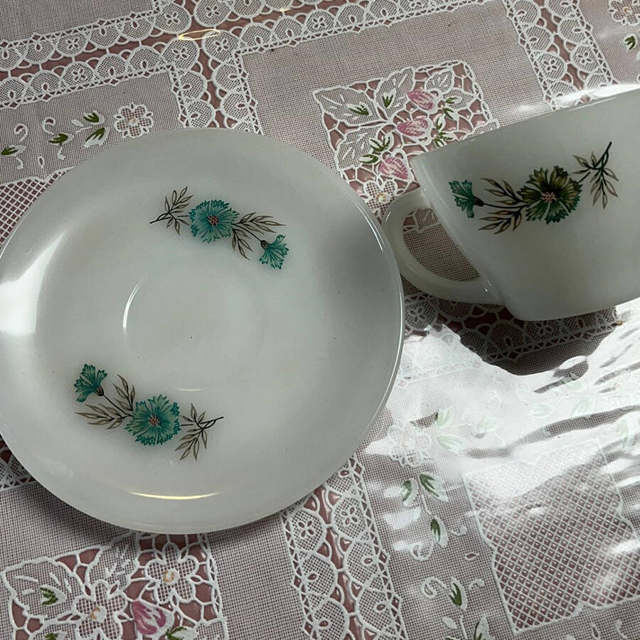 Floral Premium Cups & Saucers Cup and Saucer Set by Anchor Hocking-1