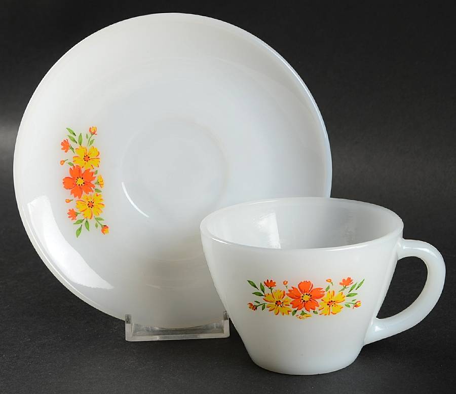 Floral Premium Cups & Saucers Cup and Saucer Set by Anchor Hocking-1