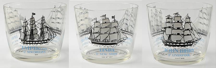 Schooners Blue Ice Bucket by Hazel-Atlas-1