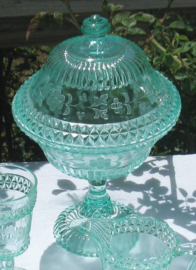 Wildflower Green (Apple Green) 8" Compote & Lid by Adams & Co-1