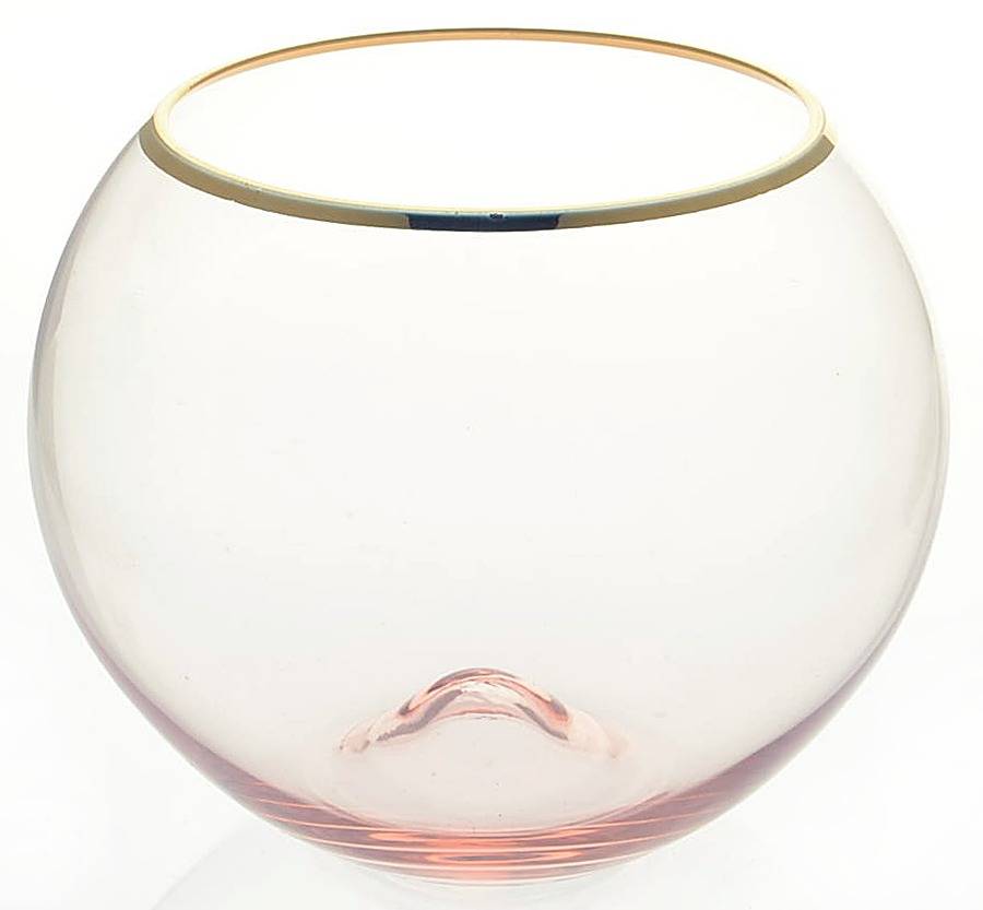 Gilded Rim Stemless Wine by Anthropologie Glass-1