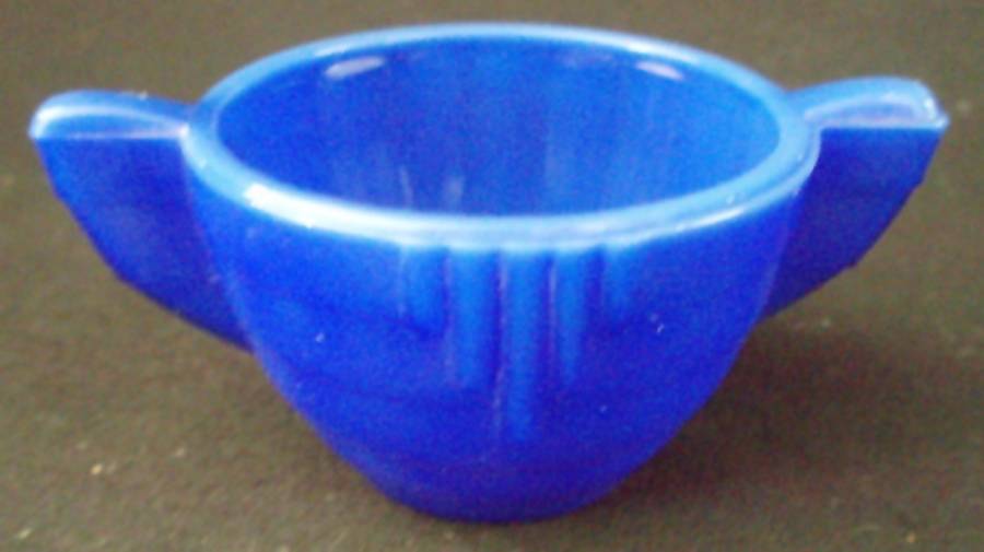 Concentric Ring Cobalt Blue Child's Open Sugar by Akro Agate-1