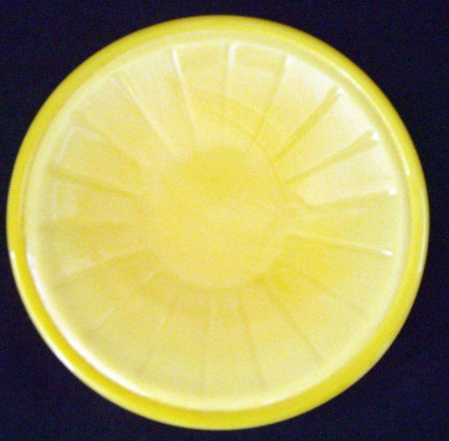 Stacked Disc and Panel Yellow Saucer for Child's Cup by Akro Agate-1