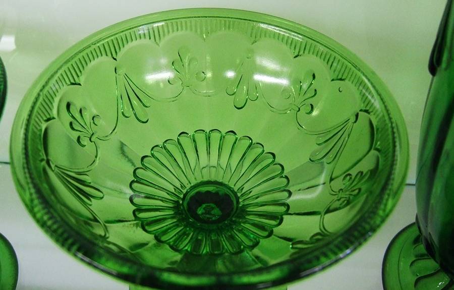 Fleur de Lis and Tassel Green Compote No Lid by Adams & Co-1