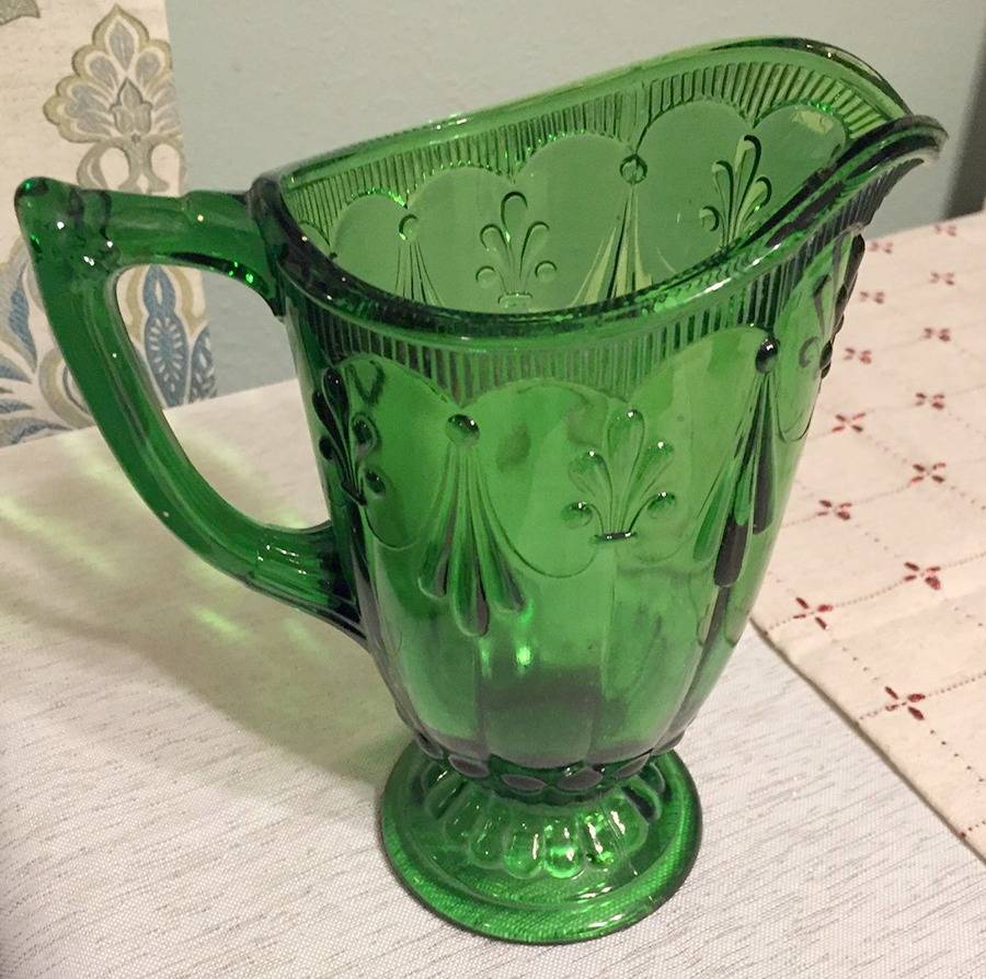 Fleur de Lis and Tassel Green 32 Oz Pitcher by Adams & Co-1