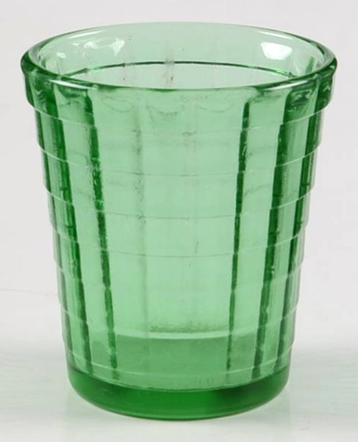 Stacked Disc & Panel-Green Child's Tumbler by Akro Agate-1