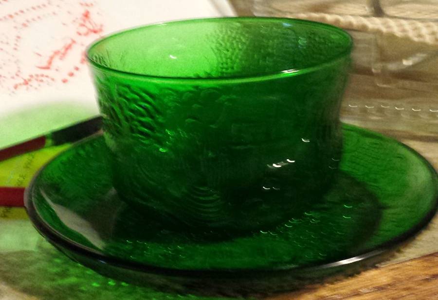 Fauna Green Bread & Butter Plate by Arabia Crystal-1