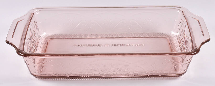 Laurel Embossed Rosewater 13" Rectangular Baker by Anchor Hocking-1