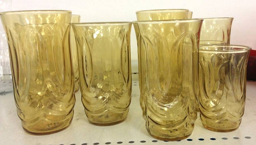 Colonial Tulip Amber 16 Oz Flat Tumbler by Anchor Hocking-1