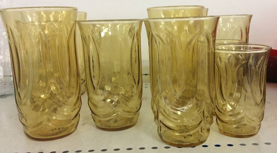 Colonial Tulip Amber 12 Oz Flat Tumbler by Anchor Hocking-1