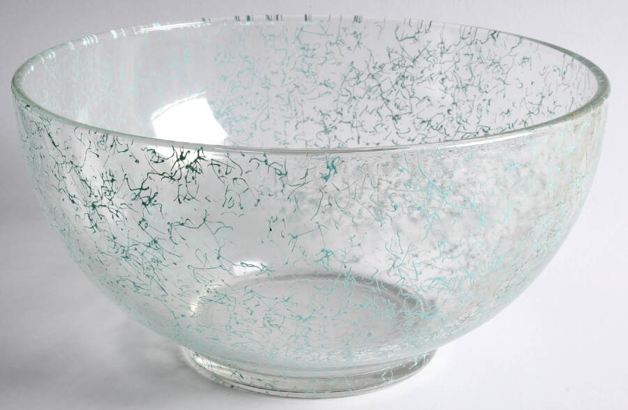 Drizzle Turquoise Clear Punch Bowl by Hazel-Atlas-1