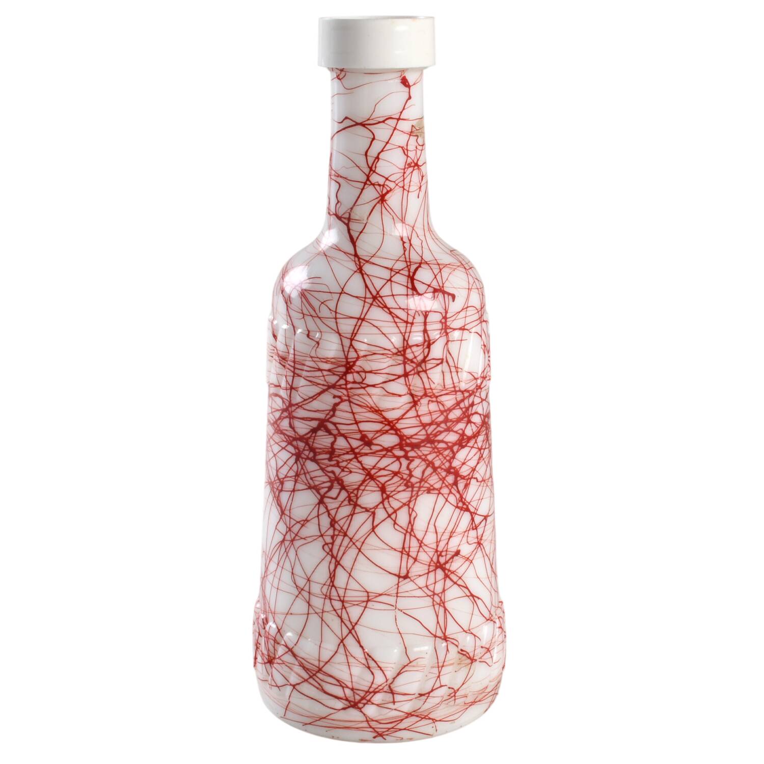 Drizzle-White Red Large Bottle & Stopper by Hazel-Atlas-1