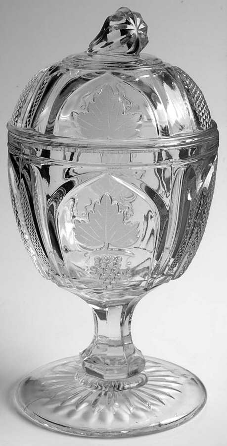 Magnet and Grape Clear Sugar Bowl & Lid by Boston & Sandwich-1