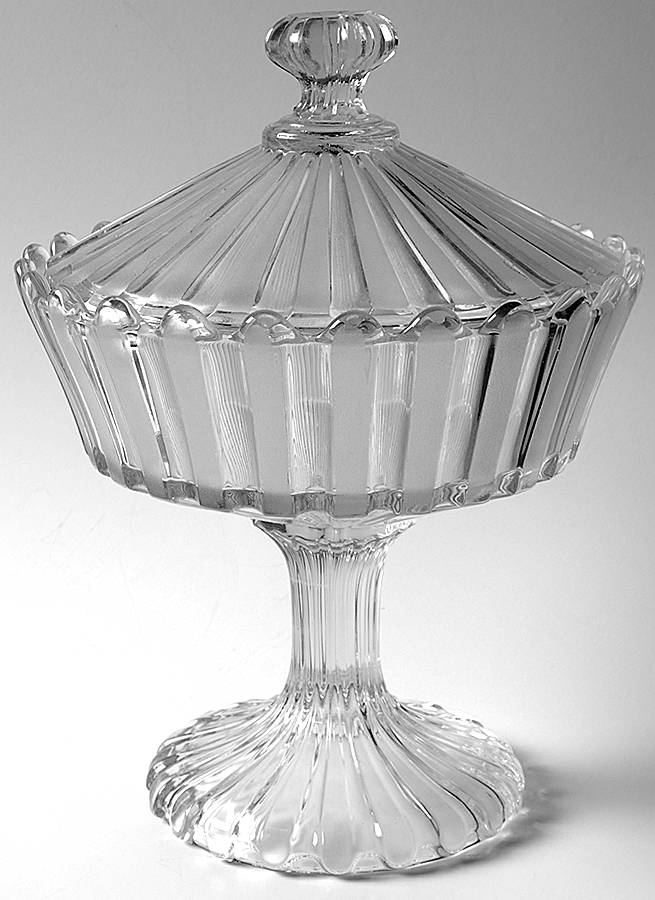 Frosted Ribbon 8" Compote & Lid by Bakewell, Pears, Black-1