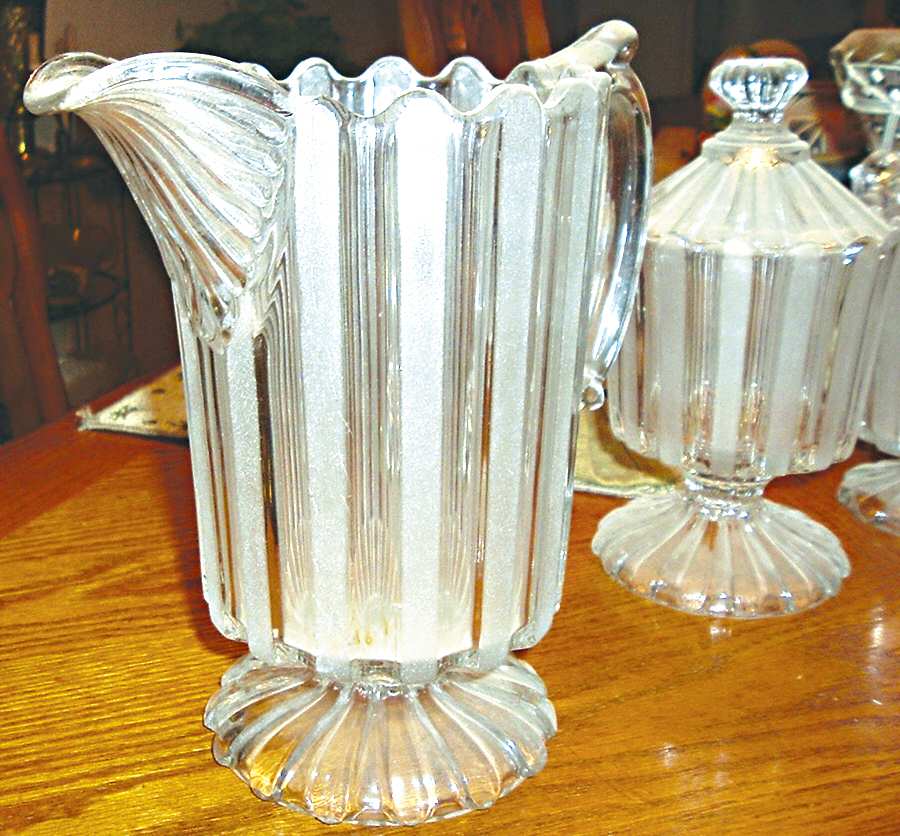 Frosted Ribbon 64 Oz Pitcher by Bakewell, Pears, Black-1