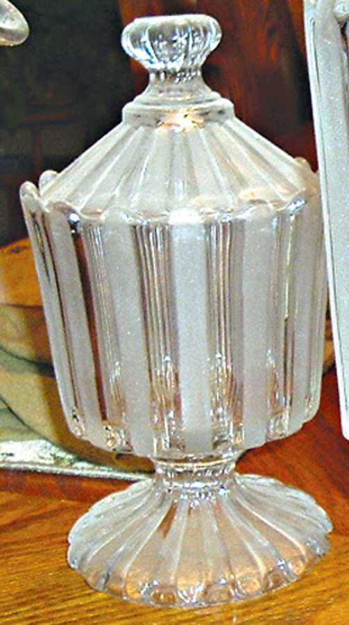 Frosted Ribbon Sugar Bowl & Lid by Bakewell, Pears, Black-1