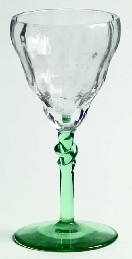325 Green (Green Stem, Block Optic) Wine Glass by Bryce-1