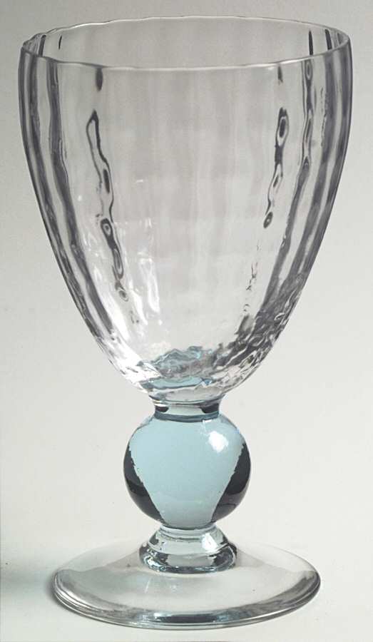 Contour Cerulean (Blue Stem, Block Optic) Water Goblet by Bryce-1