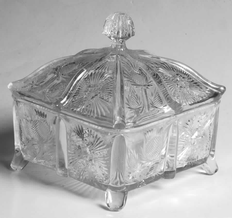 Panelled Thistle Honey Dish & Lid by Higbee-1