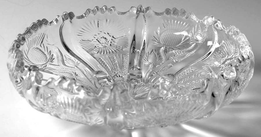 Panelled Thistle 8" Shallow Round Bowl by Higbee-1
