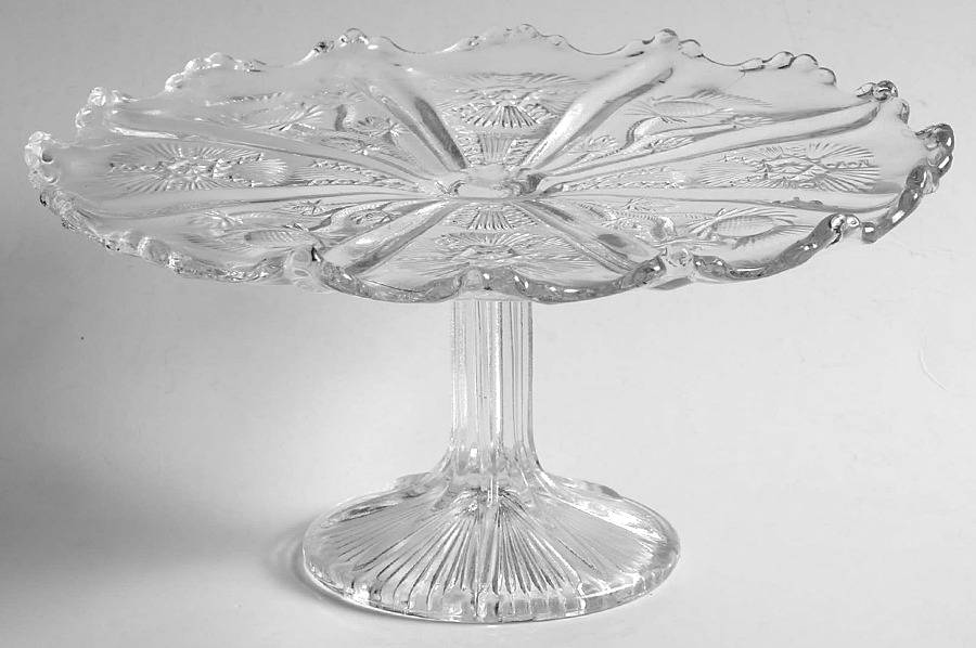 Panelled Thistle 9" Diameter Pedestal Cake Stand by Higbee-1