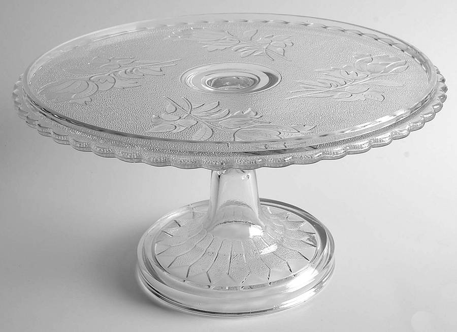 Rose in the Snow Clear 9" Diameter Pedestal Cake Stand by Bryce-1