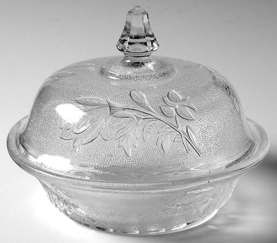 Rose in the Snow Clear Candy Dish & Lid by Bryce-1