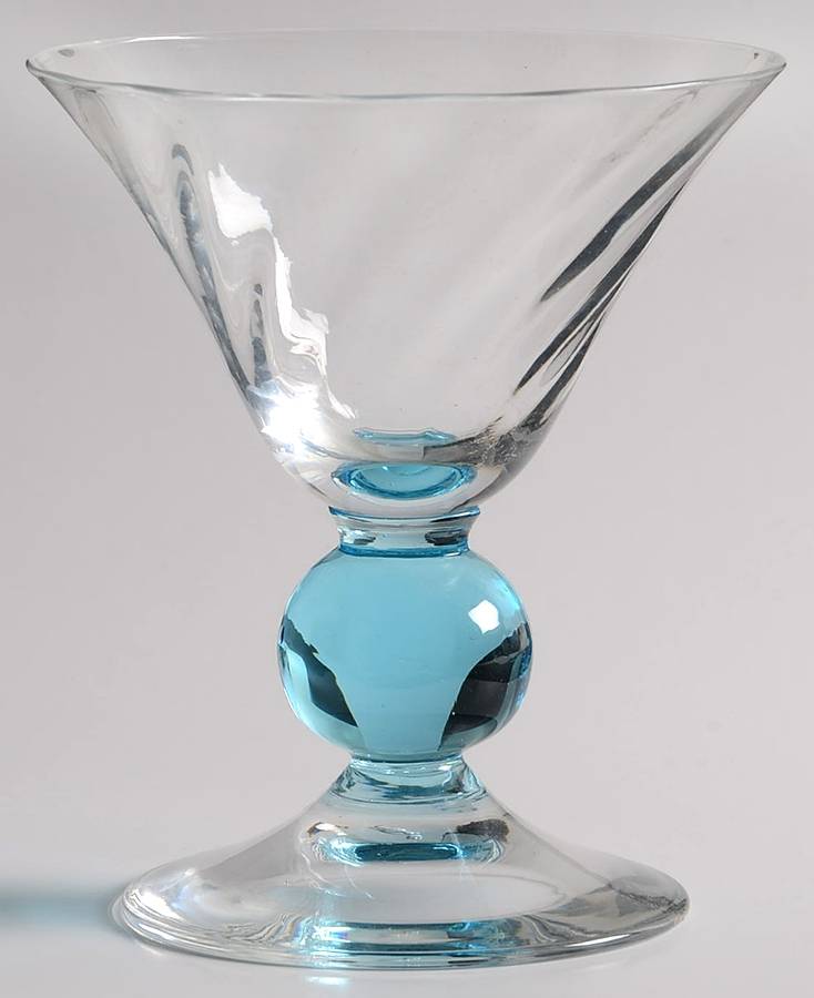Apollo Cerulean (Blue Stem, Swirl Optic) Champagne/Tall Sherbet by Bryce-1