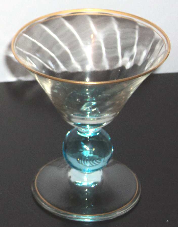 Apollo Cerulean (Blue Stem, Swirl Optic, Gold Trim) Liquor Cocktail by Bryce-1
