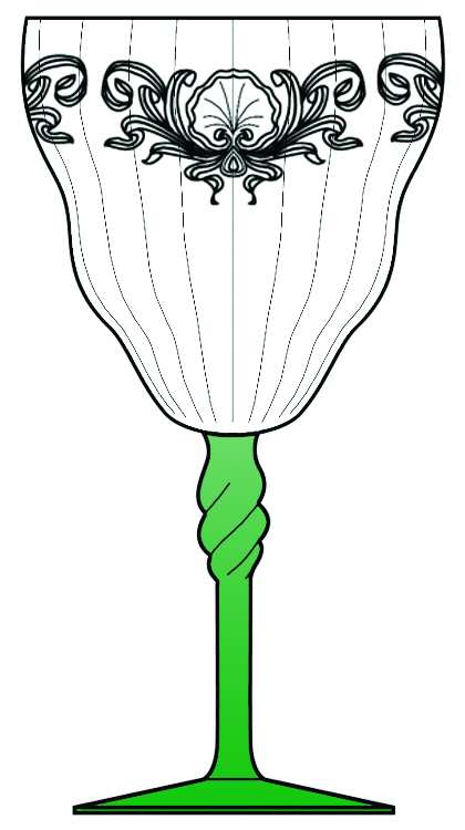 Etch 390 Green Water Goblet by Bryce-1
