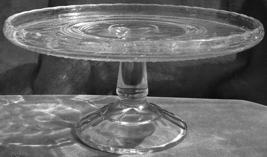 Panelled Forget Me Not 12" Diameter Pedestal Cake Stand No Dome by Bryce-1