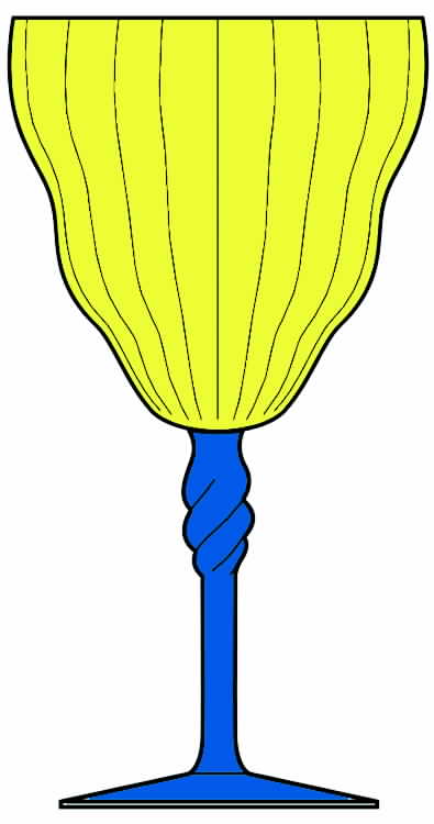 325 Yellow Blue (Blue Stem, Yellow Bowl) Water Goblet by Bryce-1