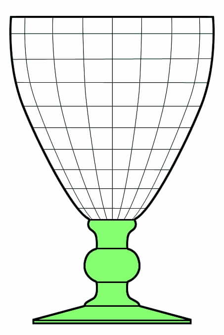608 Green (Green Stem, Block Optic) Water Goblet by Bryce-1